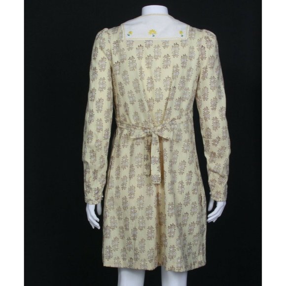 Vintage INDIA IMPORTS Block Print Embroidered Parrot Bird Floral Dress sz P /108 - Picture 6 of 7